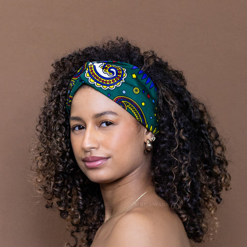 Diadema con estampado africano - Adultos - Accesorios para el cabello - Verde Multicolor Paisley