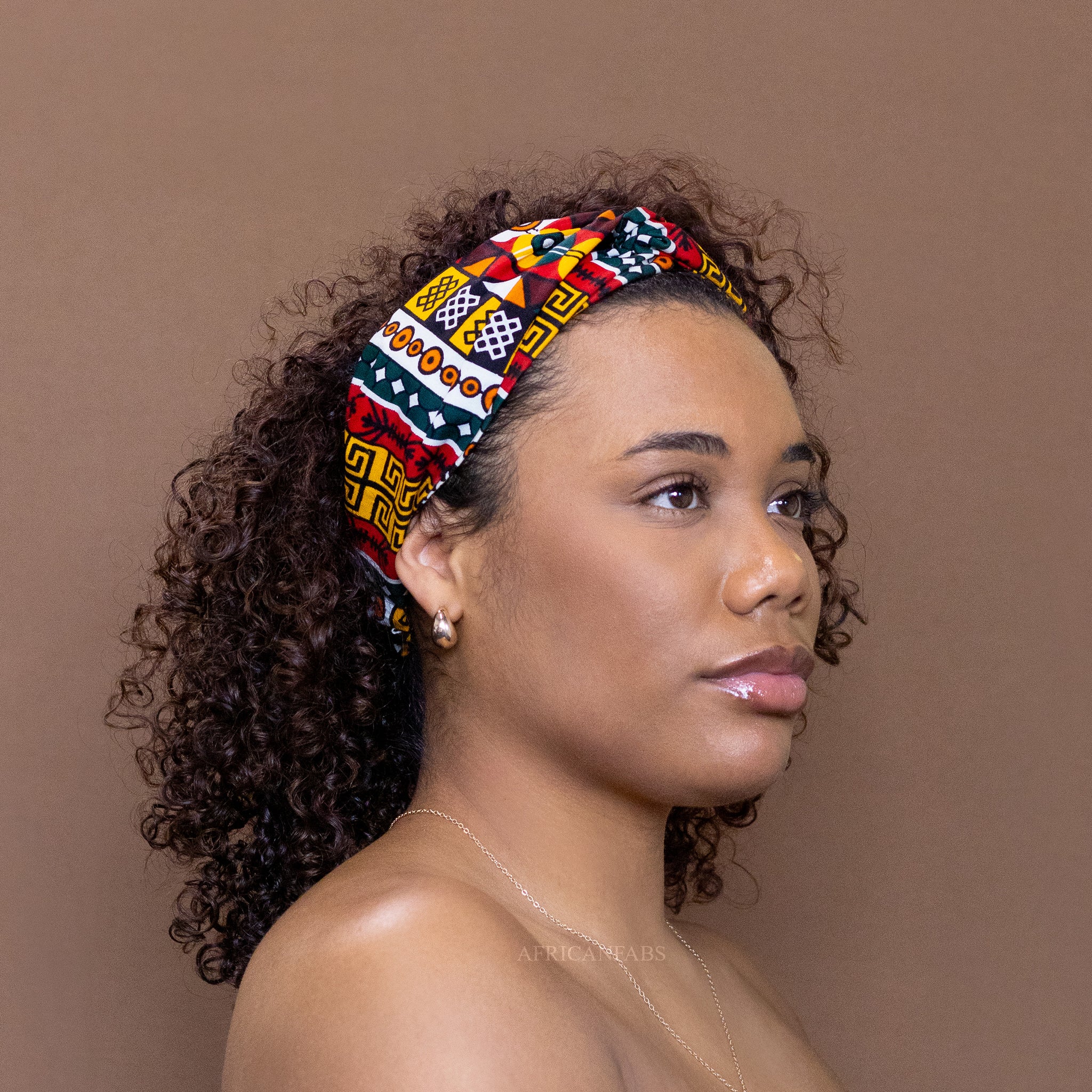 Diadema con estampado africano - Adultos - Accesorios para el cabello - Negro / rojo kente