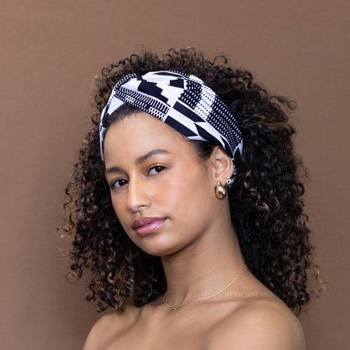 Diadema con estampado africano - Adultos - Accesorios para el cabello - Blanco Kente