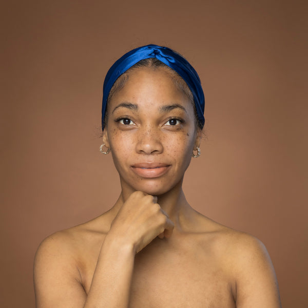 Azul Diadema de Satén con Twist - Accesorio para el Cabello de Adultos