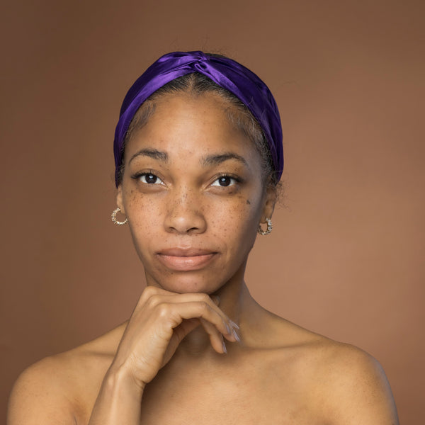 Morado Diadema de Satén con Twist - Accesorio para el Cabello de Adultos