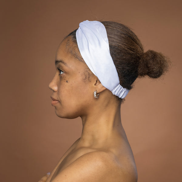 White Satin Headband with Twist - Adult Hair Accessory