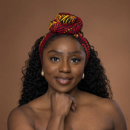 Pañuelo africano -  Rojo Amarillo Concentric Circle Design