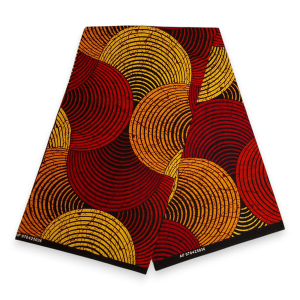Pañuelo africano -  Rojo Amarillo Concentric Circle Design