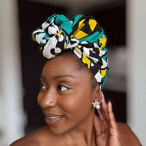 Cinta para la cabeza  africano / Turquesa Amarillo Samakaka / Samacaca