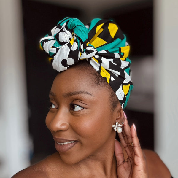Cinta para la cabeza  africano / Turquesa Amarillo Samakaka / Samacaca