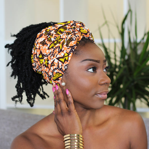 Cinta para la cabeza africana - Senderos de hojas naranjas / amarillas