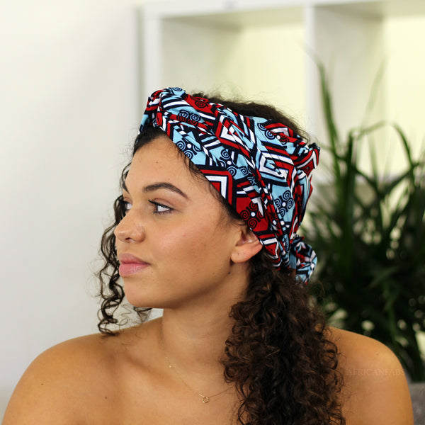 Turbante africano - Blanco / rojo / azul