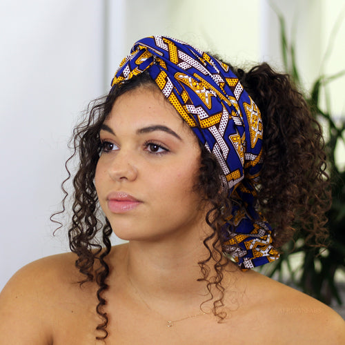 Turbante africano - Azul / blanco