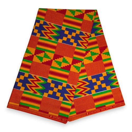 Pañuelo africano -  Amarillo Azul Kente Print Ghana