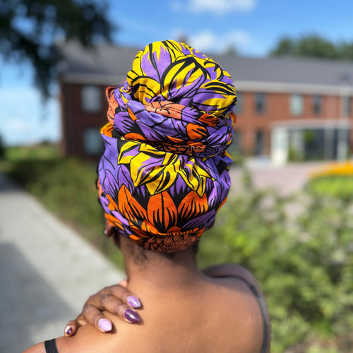 Cinta para la cabeza con flor rojo africano / Amarillo & Morado Flowers