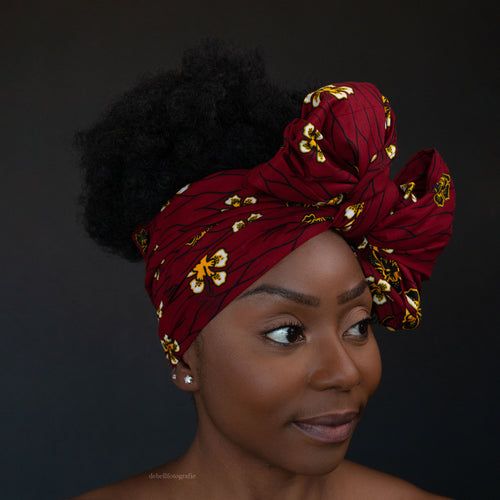 Turbante africano - Flores rojas