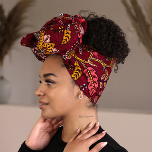 Vida floral roja africana / envoltura para la cabeza