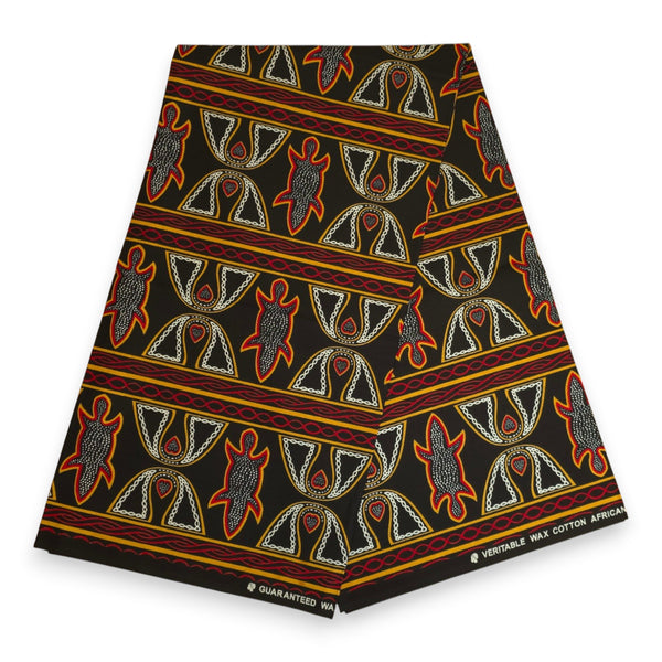 Pañuelo africano -  Negro Rojo Toghu Cameroon