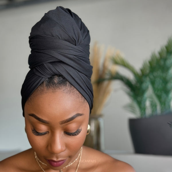 Pañuelo africano negro - Turbante de tejido elástico