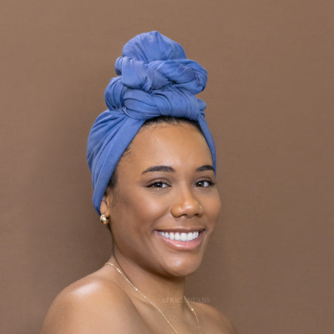 Pañuelo africano Demin Azul - Turbante de tejido elástico