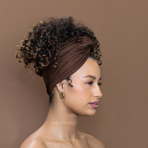 Pañuelo africano Marrón - Turbante de tejido elástico