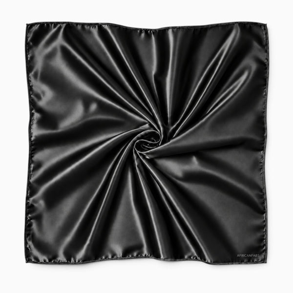Pañuelo Cuadrado de Satén Negro / Bandana / Pañuelo para la Cabeza 90 x 90 cm
