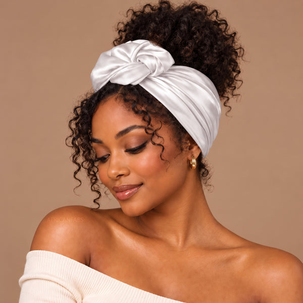 White Satin Square Scarf / Bandana / Headwrap 90 x 90 cm