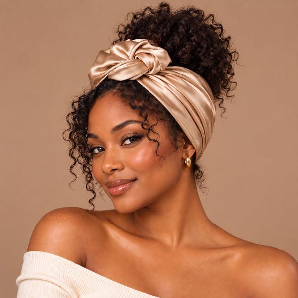 Gold Satin Square Scarf / Bandana / Headwrap 90 x 90 cm