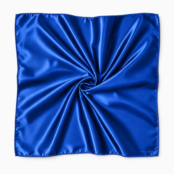 Pañuelo Cuadrado de Satén Azul / Bandana / Pañuelo para la Cabeza 90 x 90 cm