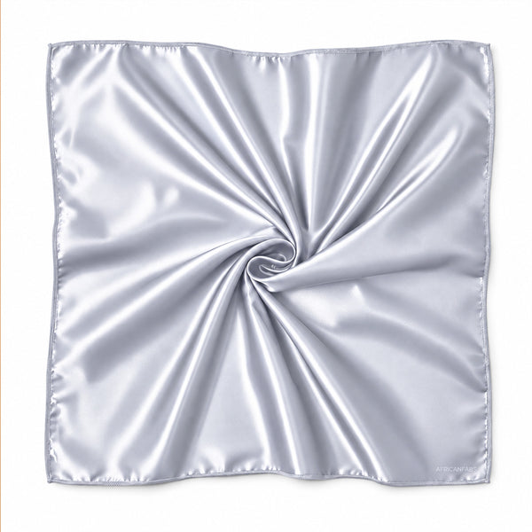 Pañuelo Cuadrado de Satén Plata / Bandana / Pañuelo para la Cabeza 90 x 90 cm