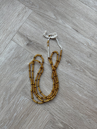 (Wichtig: bitte lesen) Perlas de cintura / Cadena de cadera africana - Dorado (Cordón tradicional no elástico) 