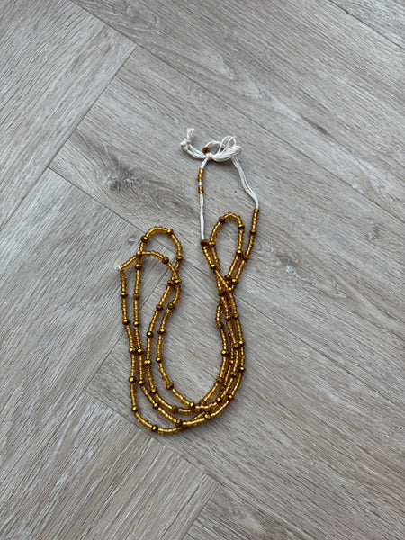 (Wichtig: bitte lesen) Perlas de cintura / Cadena de cadera africana - Dorado (Cordón tradicional no elástico) 
