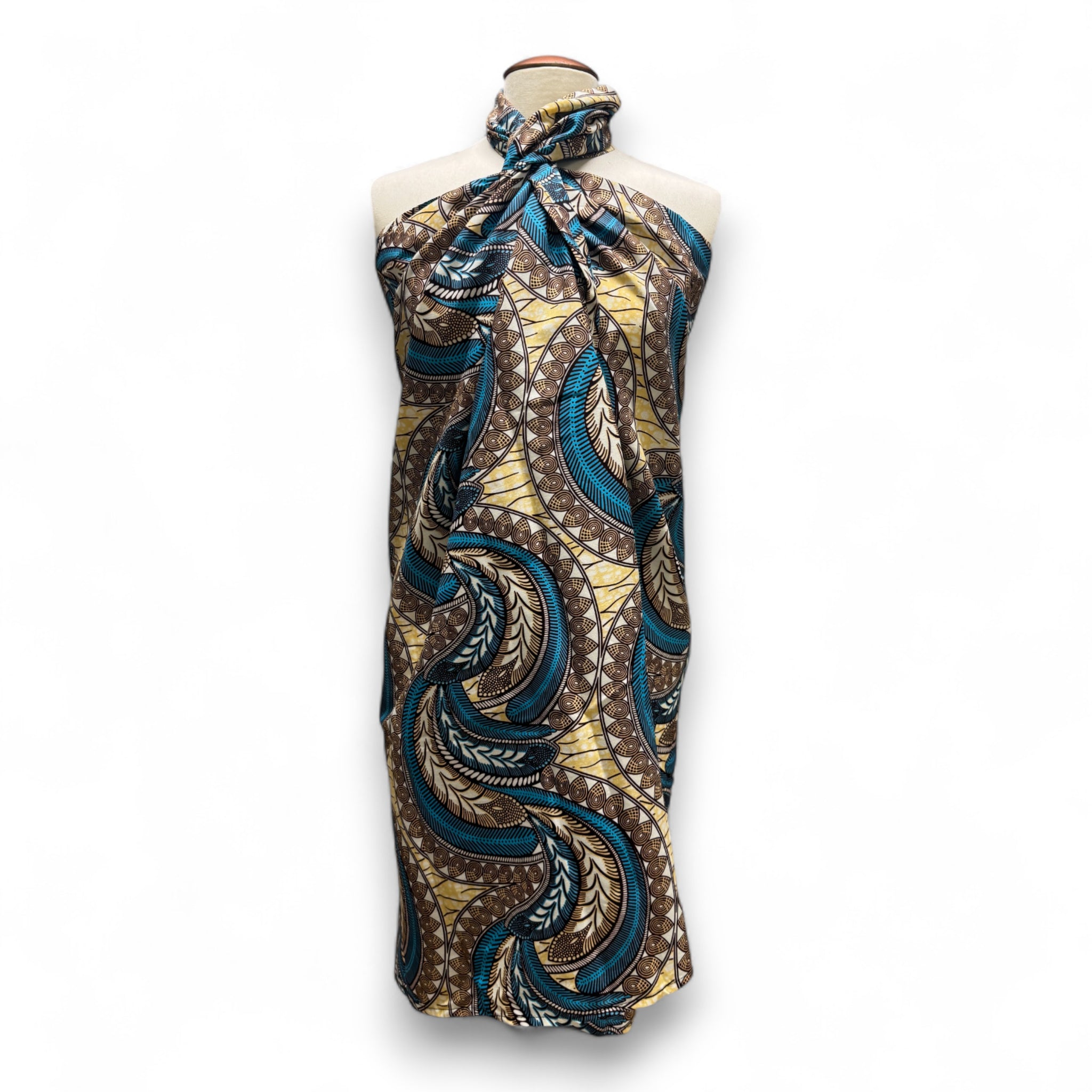 Pareo / Sarong - Falda envolvente de playa / pareo portabebés - Beige Azul Feather