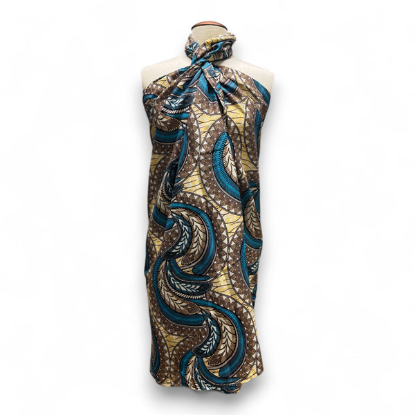Pareo / Sarong - Falda envolvente de playa / pareo portabebés - Beige Azul Feather