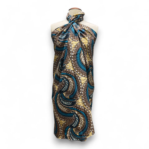 Pareo / Sarong - Falda envolvente de playa / pareo portabebés - Beige Azul Feather