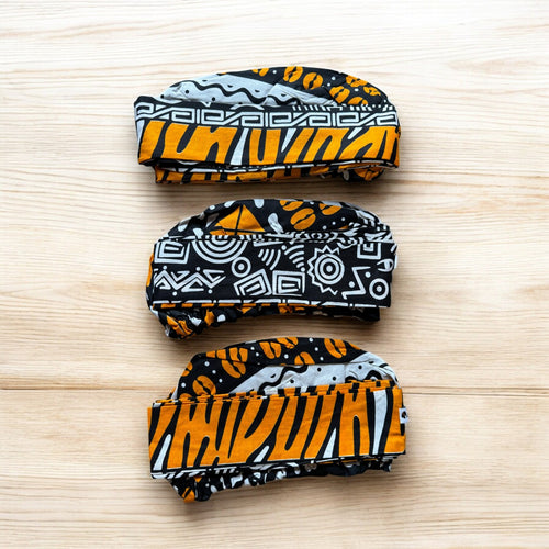 Easy headwrap - Gorro de pelo forrado satinado - Negro / naranja