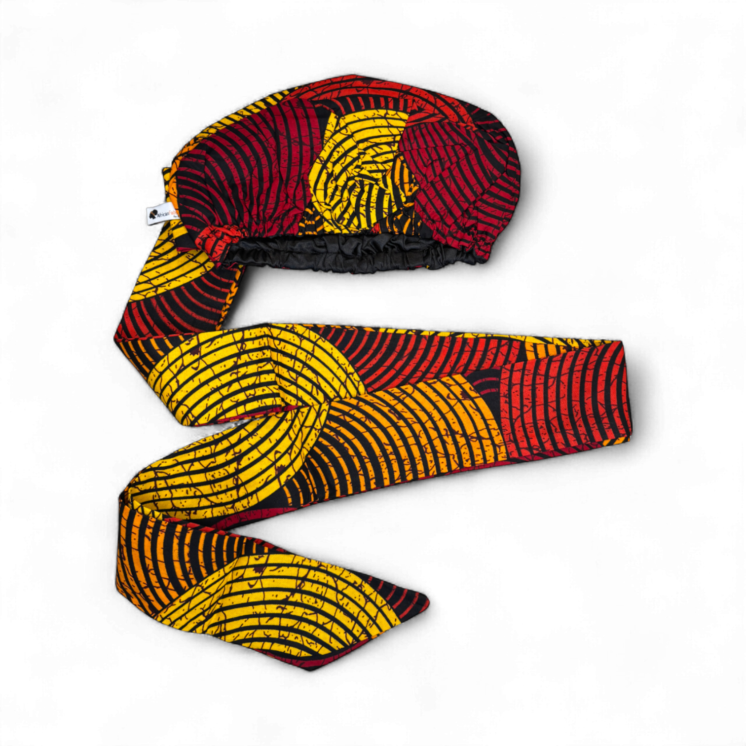 Easy headwrap - Gorro de pelo con forro satinado - Rojo & Amarillo Concentric