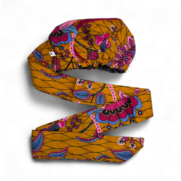 Easy headwrap - Gorro de pelo con forro satinado - Mostaza & Rosa