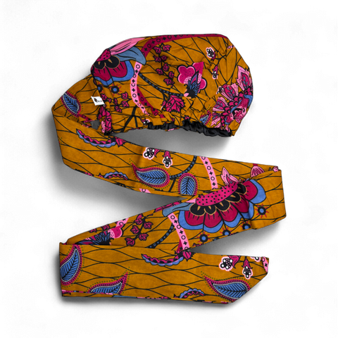 Easy headwrap - Gorro de pelo con forro satinado - Mostaza & Rosa