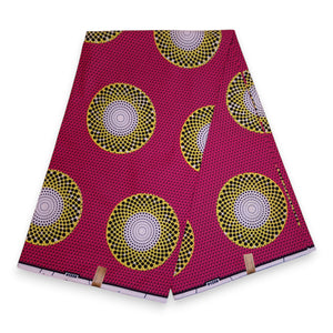 Tela estampada Wax africana - Rojo / Amarillo Circles