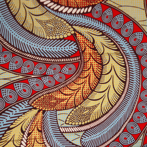 Tela estampada Wax africana - Dorado Feathers - Efecto dorado Brillant Platinum Edition