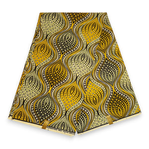 Tela estampada Wax africana - Amarillo Teardrop Waves