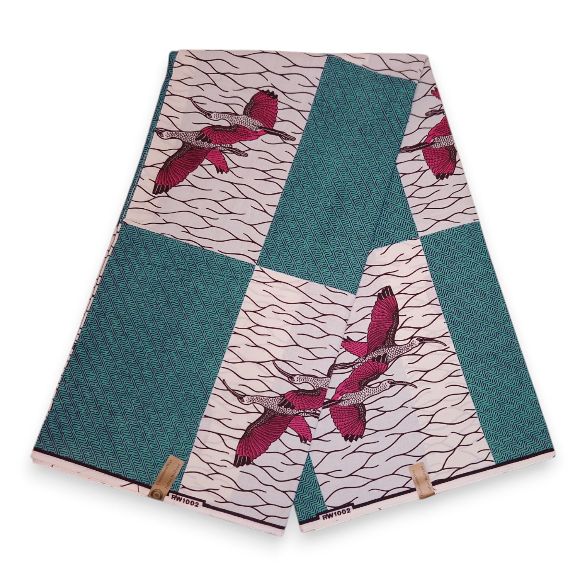 Tela estampada Wax africana - Turquesa Birds