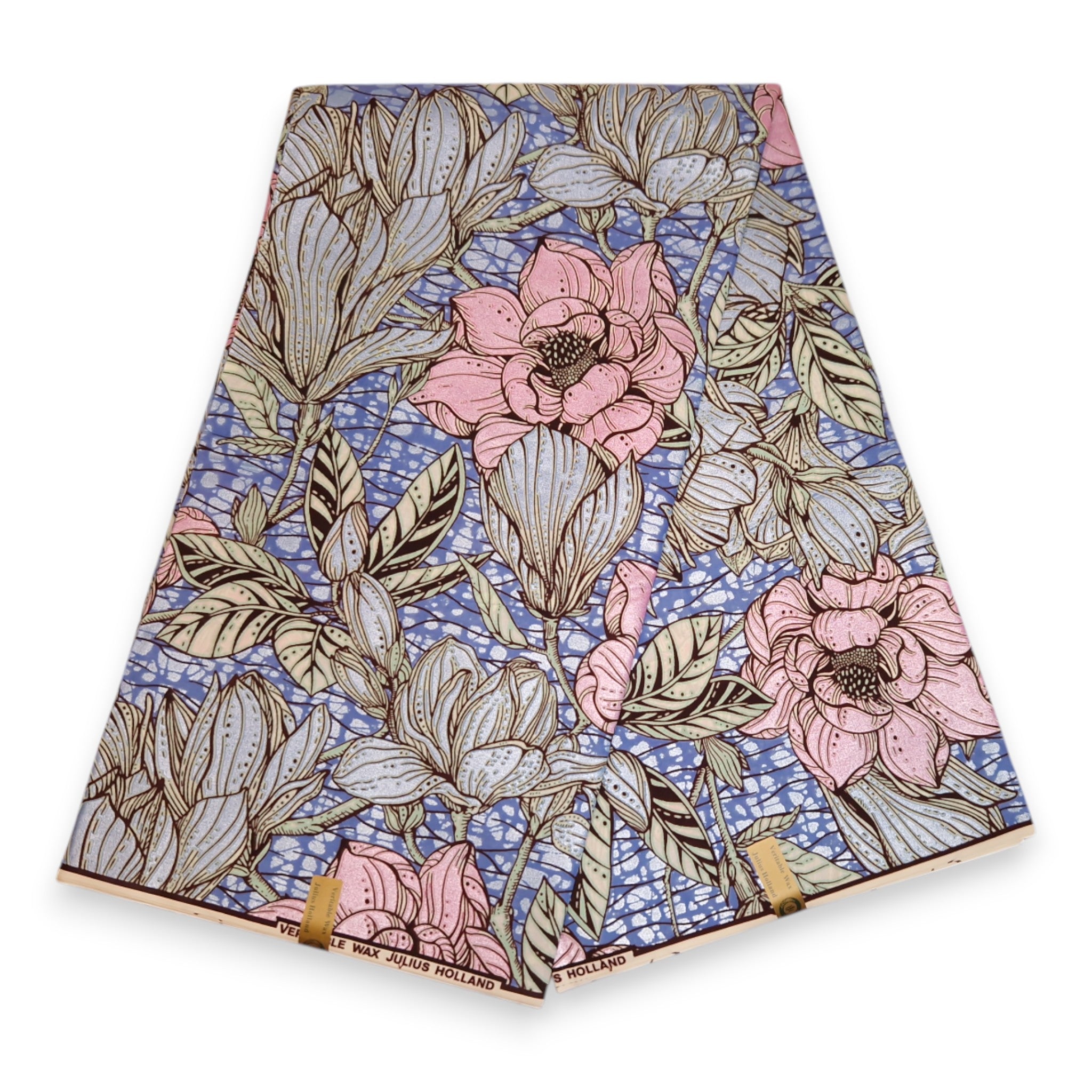 Tela estampada Wax africana - Rosa Flowers - Efecto especial Brillante Edición Platino