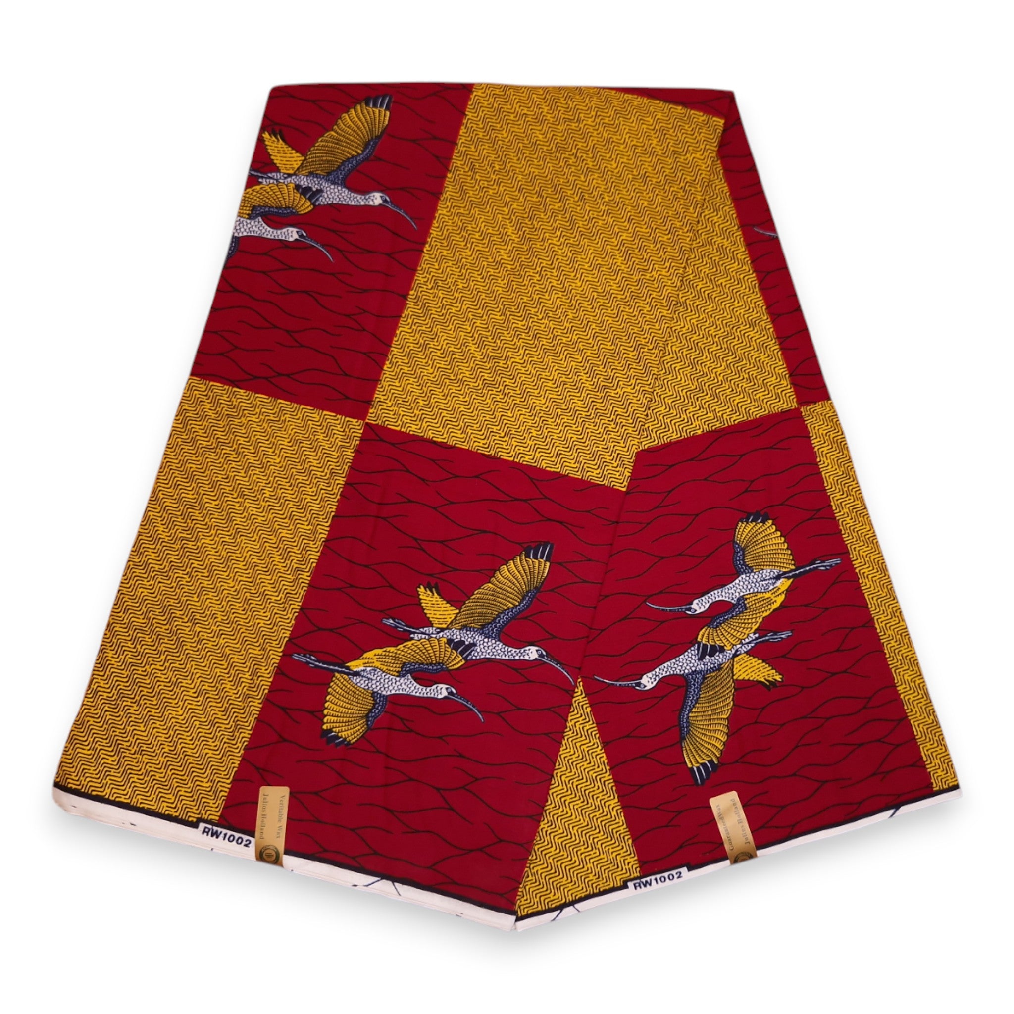Tela estampada Wax africana - Rojo Birds