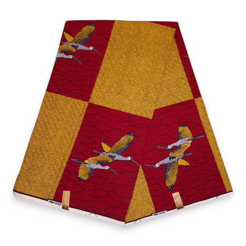 Tela estampada Wax africana - Rojo Birds
