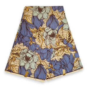 Tela estampada Wax africana - Azul Garden Flowers