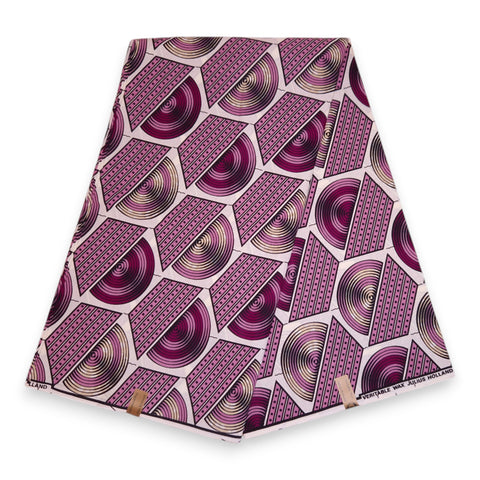 Tela estampada Wax africana - Rosa Shapes