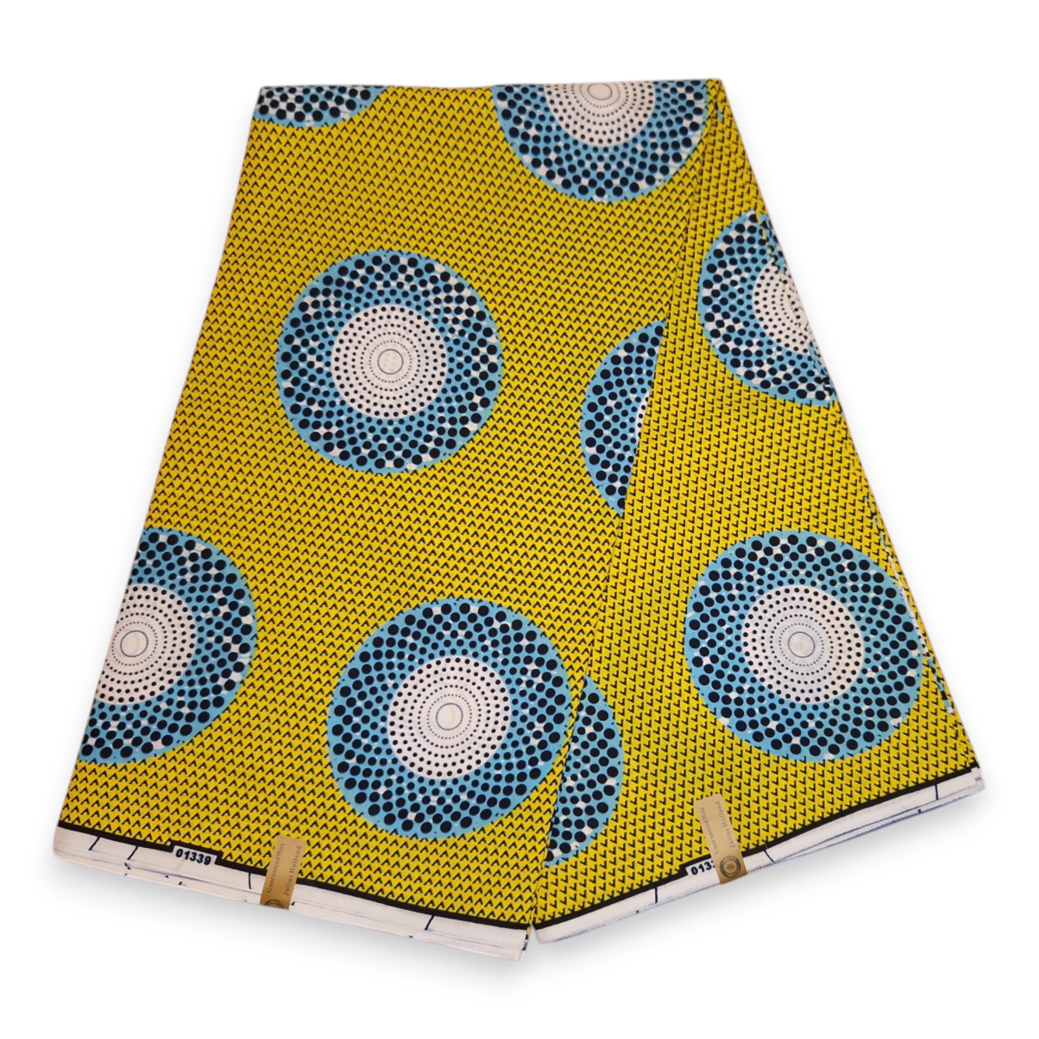 Tela estampada Wax africana - Amarillo Circles