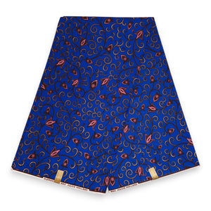 Tela estampada Wax africana - Azul Branches