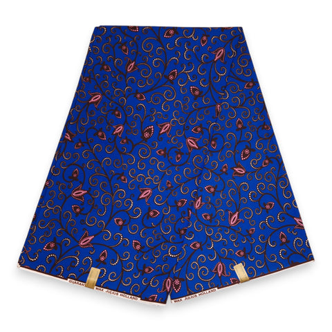 Tela estampada Wax africana - Azul Branches