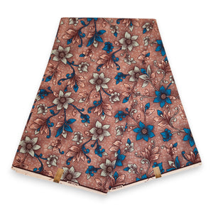 Tela estampada Wax africana - Azul Mixed Flowers