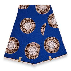 Tela estampada Wax africana - Azul Circles