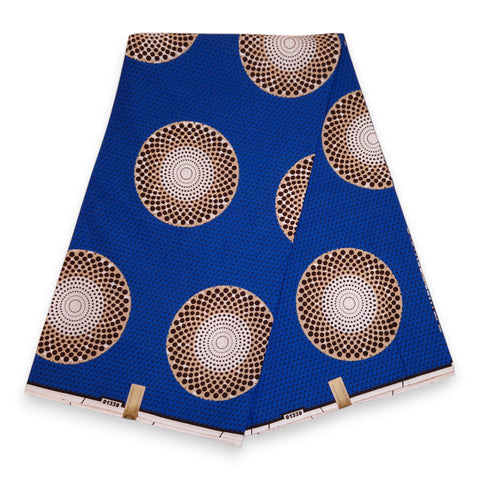 Tela estampada Wax africana - Azul Circles